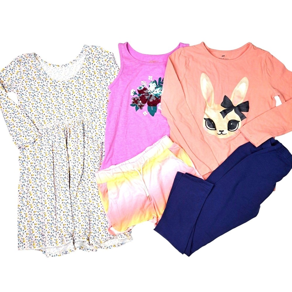 Girls Clothing 5-Piece Bundle Size 8-10 Dress Shorts Leggings Bunny Print Sequin